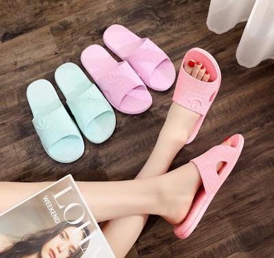 春季笑脸PVC塑料浴室拖鞋情侣室内外凉拖一字型平跟女鞋工厂批发T|ms