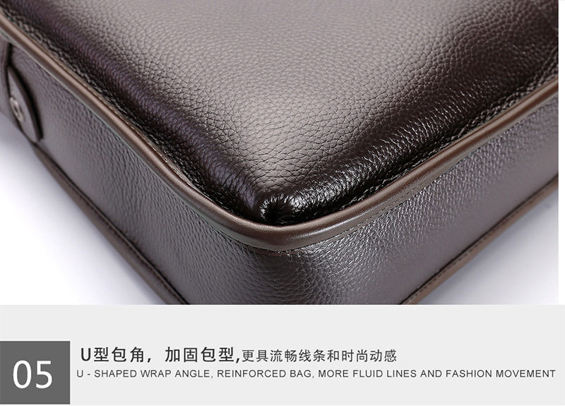 Túi đeo chéo nam da bò thật vân vải thiều, túi đeo vai ngang kiêm túi xách công sở 37×27×9 cm — Màu cà phê, Màu đen chi tiết 24