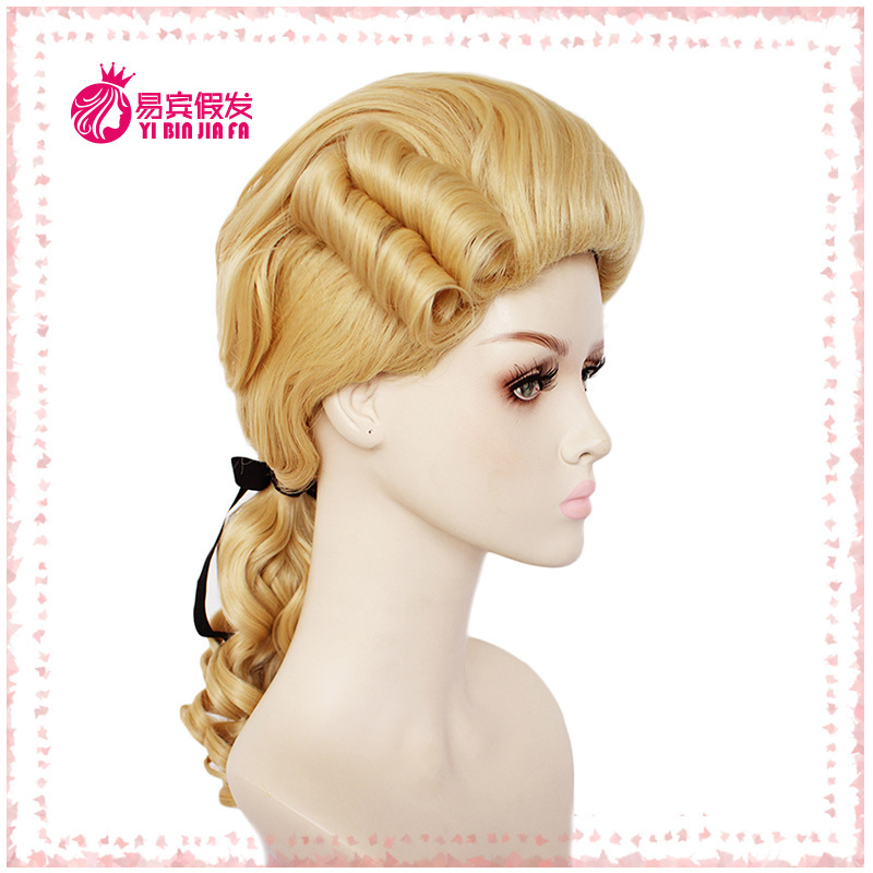 Cosplay Masquerade Baroque Long Curly Wig Colonial Wig with Bangs Masquerade Wig