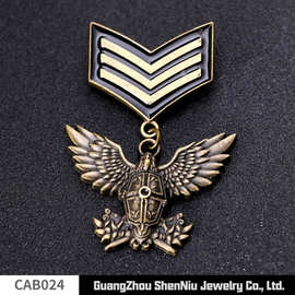 CAB024 复古青古铜学院风老鹰翅膀金属徽章勋章胸针别针批发