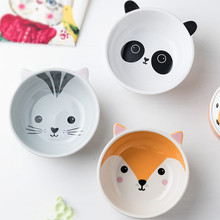 現貨19款日韓卡通動物碗日式餐具家用陶瓷碗可愛兒童碗沙拉碗飯碗
