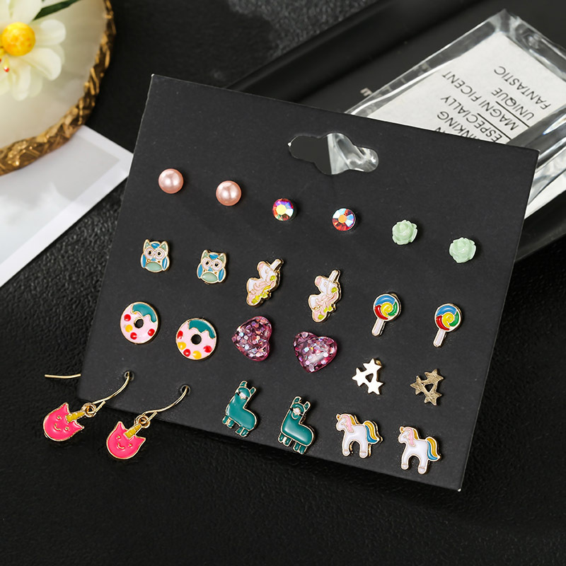 Drip Oil Small Earrings Fashion Cute Donut Earrings Temperament Pearl Five-pointed Star Earrings display picture 5