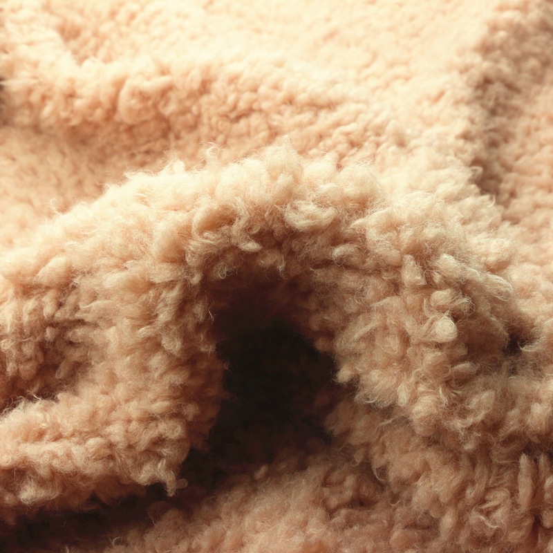 时尚夹克仿毛皮面料全涤经编仿腈纶开司米滚束绒摇粒羊羔山羊绒布