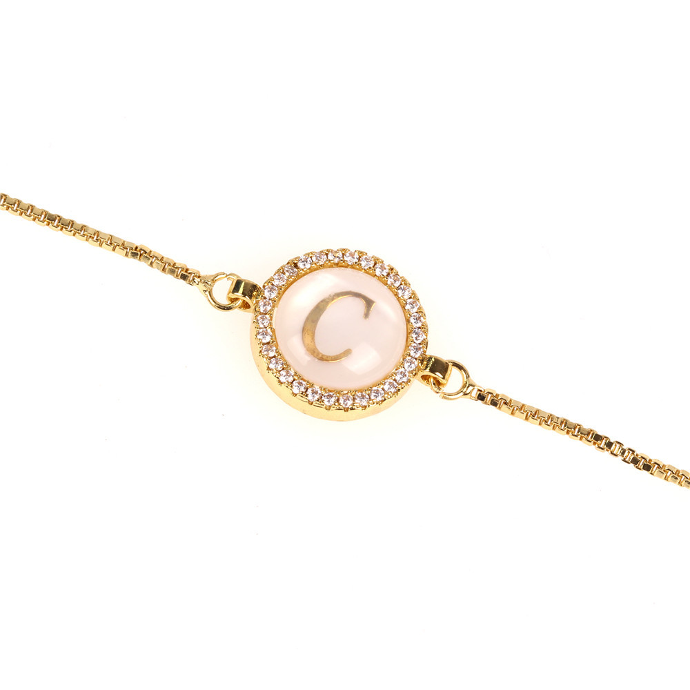 Trend Jewelry Micro-set Diamond Round Shell 26 Letter Bracelet Pull Zircon Bracelet display picture 30