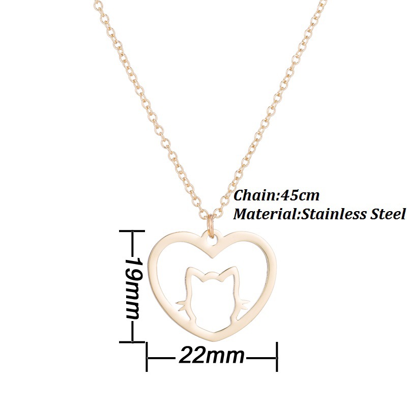 Fashion Heart Shape Cat Stainless Steel Pendant Necklace 1 Piece display picture 1
