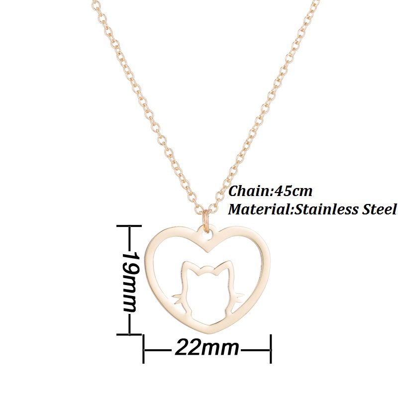 10g Weight Vacuum Plating Gold Plating Process Wholesale Jewelry Fashion Heart Shape Cat 201 Stainless Steel 18K Gold Plated Stainless Steel Necklaces