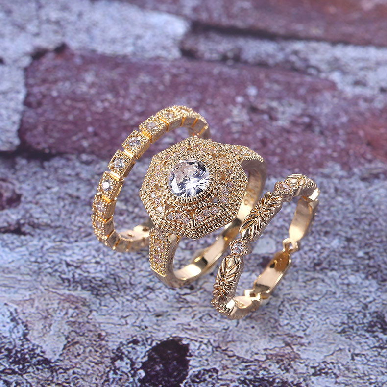 Luxurious Geometric Copper Plating Zircon Rings display picture 5