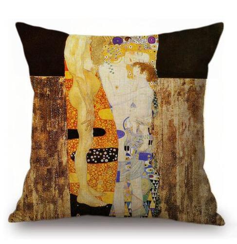 Van Gogh oil painting pillow abstract literary back sofa pillow Mucha beautiful girl sunflower pillow case