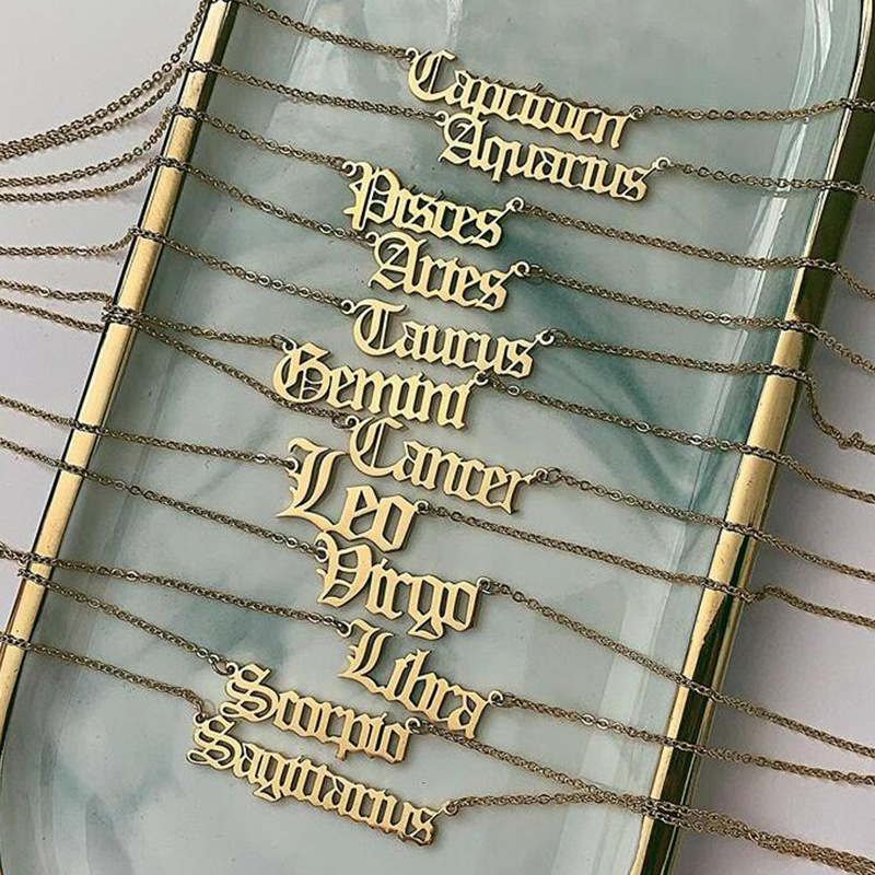 Fashion Creative Twelve Constellation Necklace Vintage English Alphabet Item Decoration Wholesales Fashion display picture 12