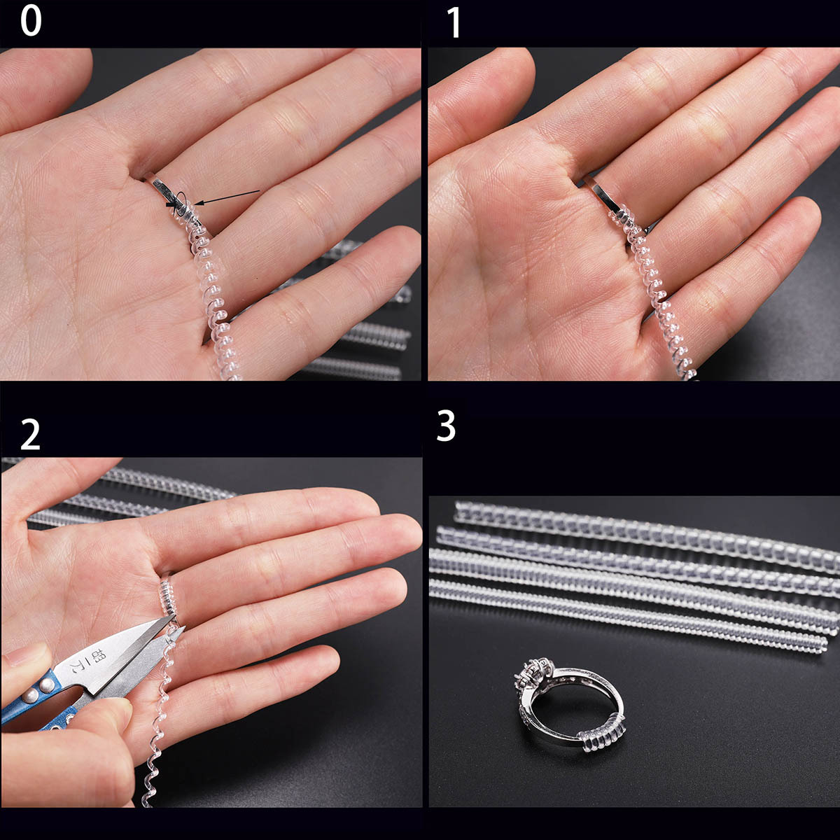 4 Pieces Basic Geometric Transparent Silica Gel Ring Accessories display picture 1