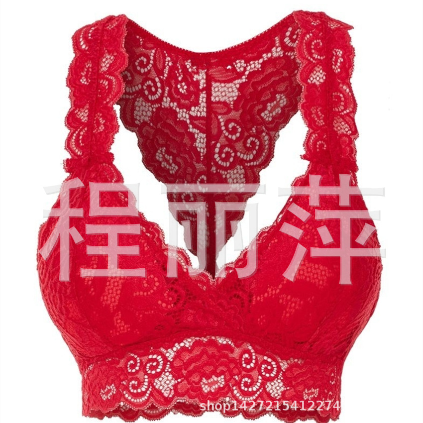 Europa y América transfronteriza nueva sexy de tres puntos en forma de melocotón sexy sujetador hueco de encaje completo multi-color multi-tamaño de la ropa interior