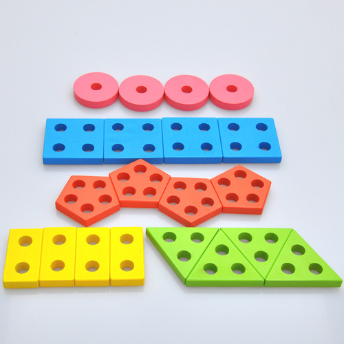 Puzzle early education five sets of columns geometric intelligence shape matching building blocks toys Montessori teaching aids kindergarten Montessori