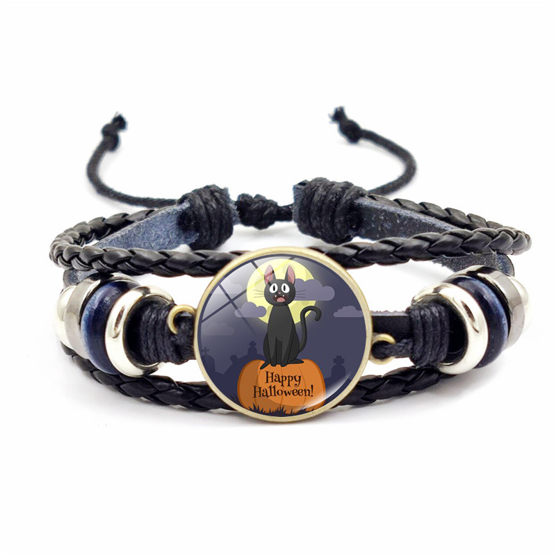 Halloween Demon Pumpkin Beaded Bracelet Retro Woven Accessory_voghion.com