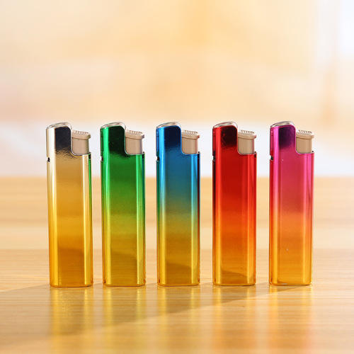 Promotional 528 New Model Electric Windproof Lighter with Electroplated Metal and Logo Printed Gas lighter