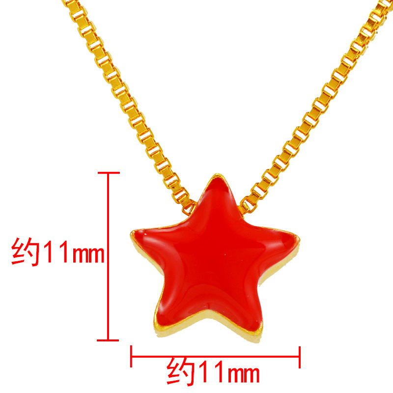 Imitación simple 3D oro duro Vietnam arena oro estrella de cinco puntas colgante chica cobre chapado 24K oro rojo estrella collar al por mayor