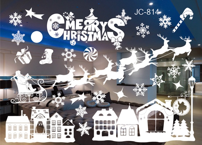 Glass Sticker Christmas Sticker Removable Glass Sticker Christmas scene decorate Christmas Supplies