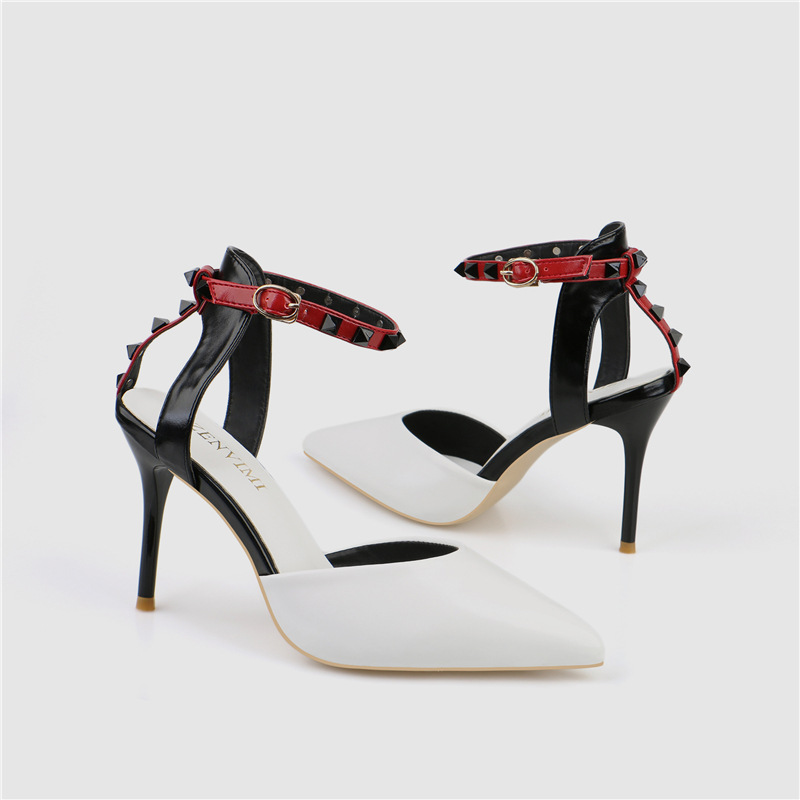 289-9 high heel ladies sandals 2019 summer new pointed sexy rivet fashion simple women's single shoes
