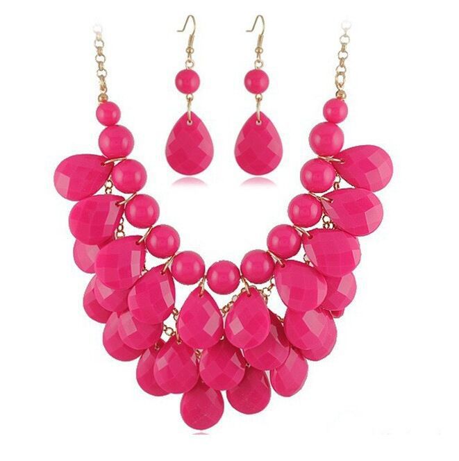 100g Weight Jewelry Set Classification Earrings + Necklace Quantity Holiday, Daily Occasion Alloy, Plastic, Resin Material Water Droplets Pattern Women's Gender Plating Design Lady Style Lady Water Droplets Alloy Plastic Resin Plating Women's Jewelry Set 1