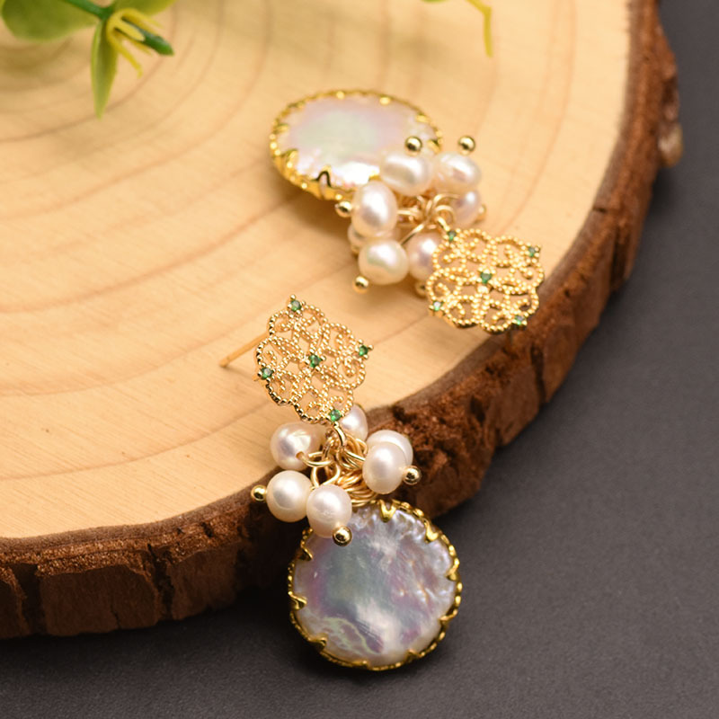 1 Pair Quantity Daily Occasion Simple Style Oval Pearl Steel Plating Inlay Pearl Zircon Drop Earrings 1 Pair