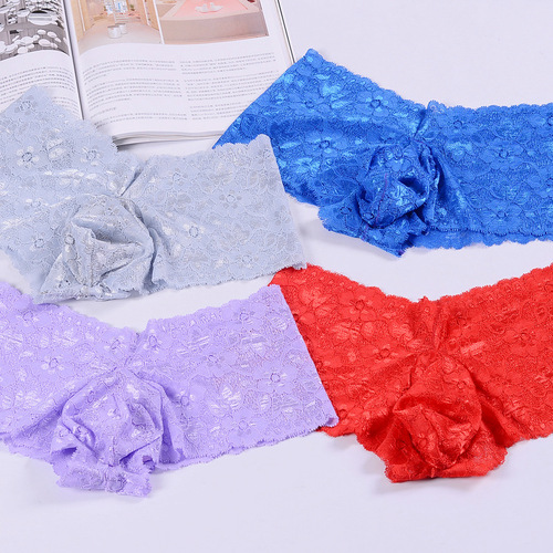 Qinghe men's lace underwear triangle shorts jj set sexy transparent stockings with egg-shaped trousers, comfortable large size