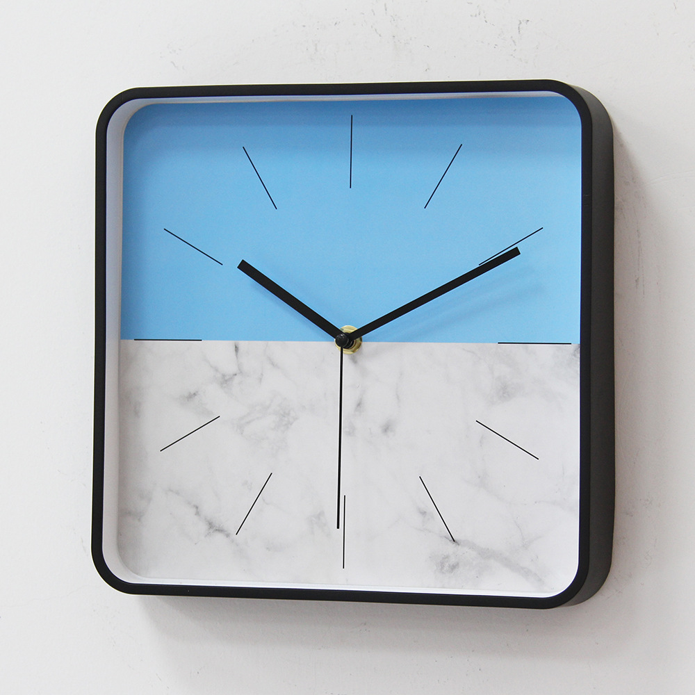 Reloj de pared cuadrado nuevo con letras termoimpresas - Estilo moderno, simple y creativo - Silencioso - Para dormitorio y sala de estar