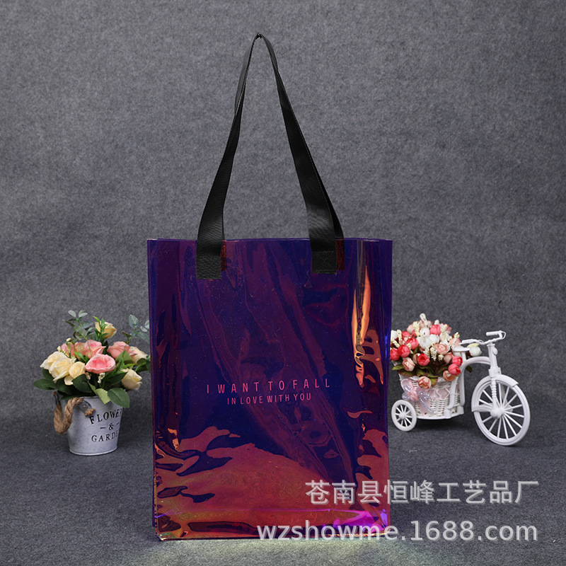 厂家定做环保塑料透明pvc服装包装袋 礼品化妆品购物手提袋定制