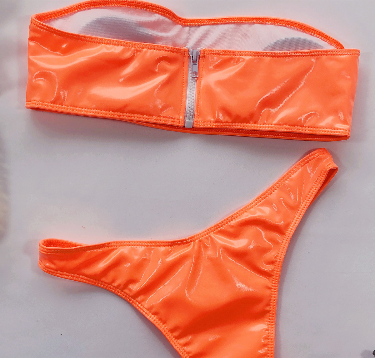 Traje de baño caliente Bikini de cuero brillante Traje de baño con tapa de tubo NSDA2187