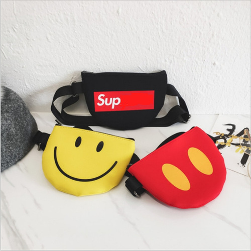 Girls' Bags Korean Style Children's Crossbody Small Bags Smiling Face Canvas Mini Purse Baby Waist Bag Manufacturer