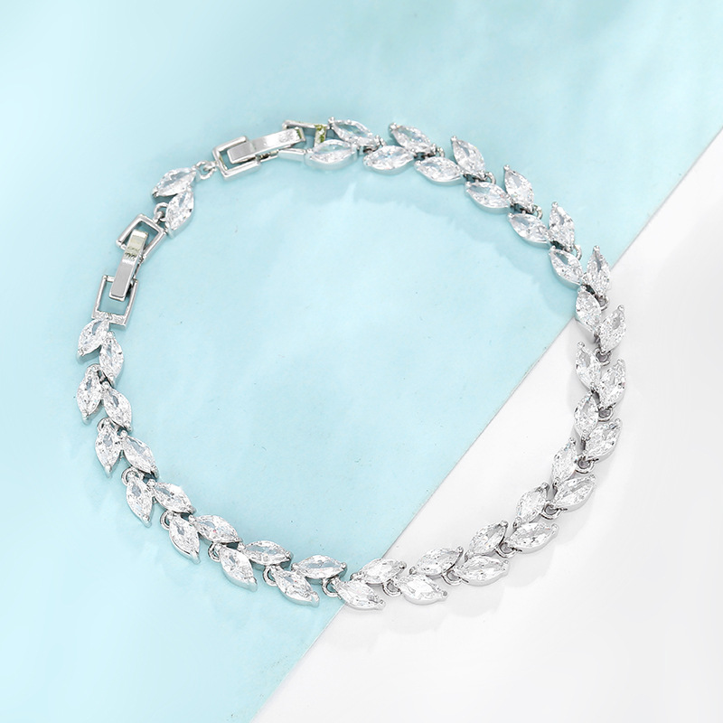 Rainbow Zircon Bracelet With Forget Me Not Floral Elements_voghion.com