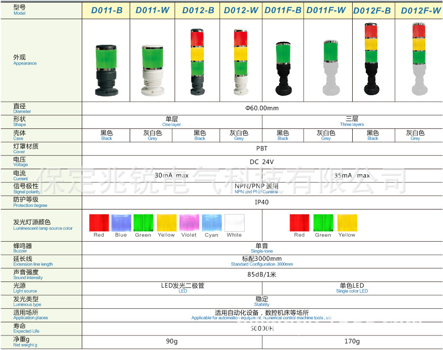 SIRON胜蓝LED自动化设备数控机床警示灯三色信号灯D012-W/D012-B-阿里巴巴