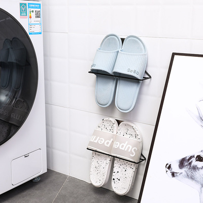 G205粘贴式铁艺收纳鞋架 家用壁挂式三角鞋架鞋托浴室拖鞋架简易|ms