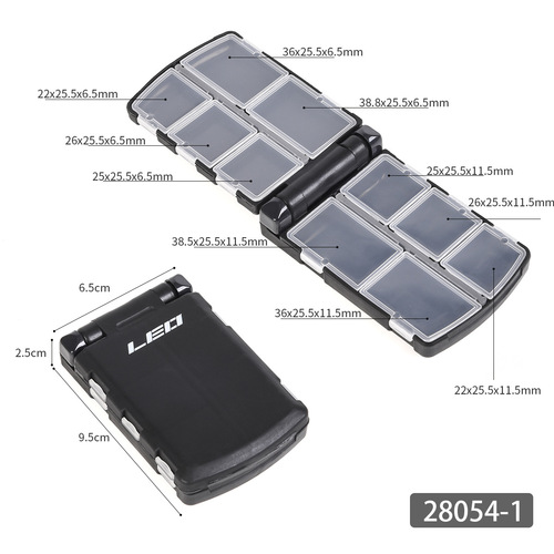28054 LEO/LEO [Black Semi-automatic Opening and Closing Accessories Box] Fish Hook Biting Tool Pin Box Fishing Gear
