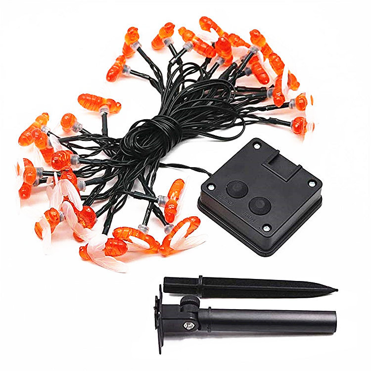 Suministro transfronterizo LED solar abeja Cadena de luz impermeable al aire libre Festival de Navidad jardín césped patio luces decorativas