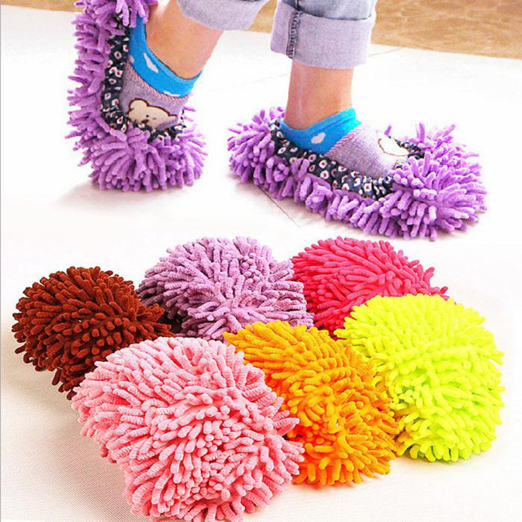 Chenille Mopping the floor Shoe cover Lazy shoe floor clean Brushing slipper Washable Mop Headgear