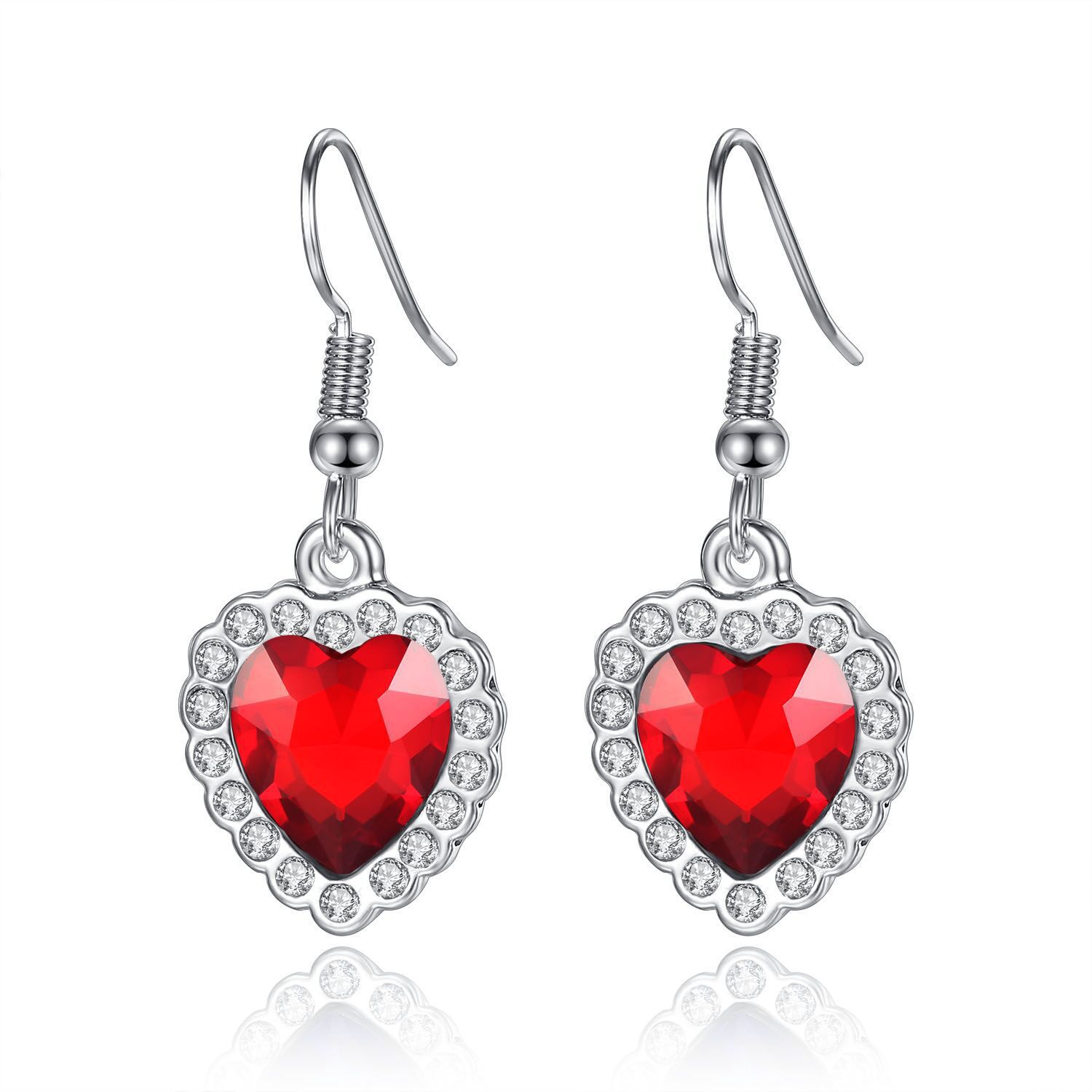 Ocean Heart Crystal Earrings display picture 7