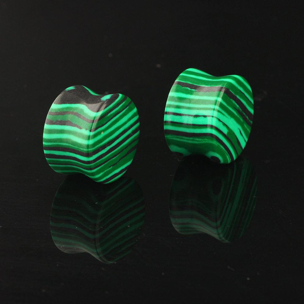Malachite Real Stone Ear Expander Ear Tunnels Stretching Jewelry for Gauged Ears detail image 9