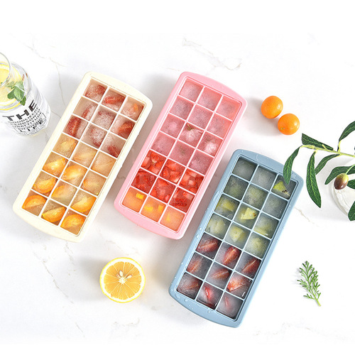 Internet celebrity ice mold large square frozen ice cream mold household silicone soft bottom ice box artifact with lid 21 ice trays