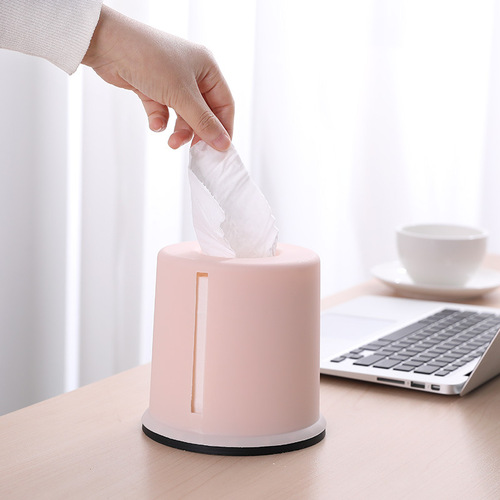 Plastic tissue box round living room paper box creative cylinder multi-functional home bathroom roll paper storage box