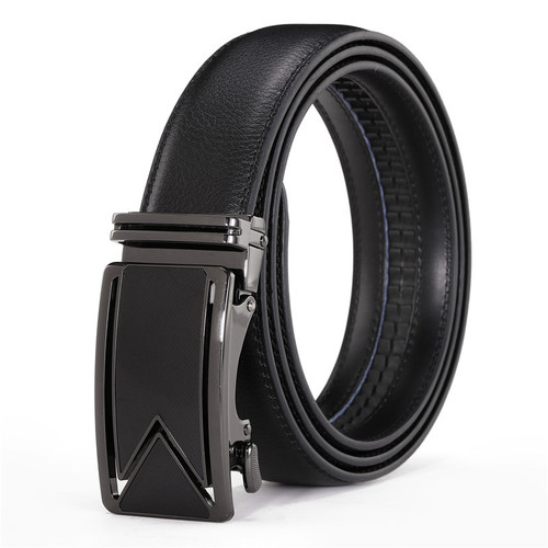 New Men's Automatic Belt Genuine Leather Belt Buckle Business Youth Manufacturer Wholesale Amazon Cross-Border Shipping