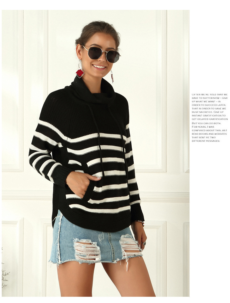 turtleneck sweater women autumn and winter women s striped long-sleeved sweater NSYH7180