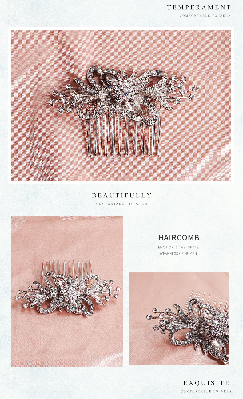 Fashion Ethnic Exotic Retro Alloy Flower Diamond Hair Comb display picture 3