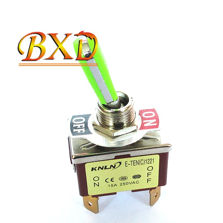 钮子开关绿柄E-TEN(C)1221摇头摇臂开关4脚2档E-TEN1221焊接脚15A