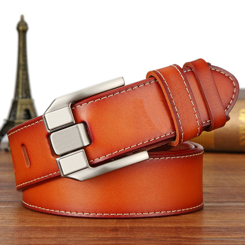 Genuine leather belt men's pin buckle youth vintage casual jeans belt foreign trade wholesale high quality cowhide brand belt