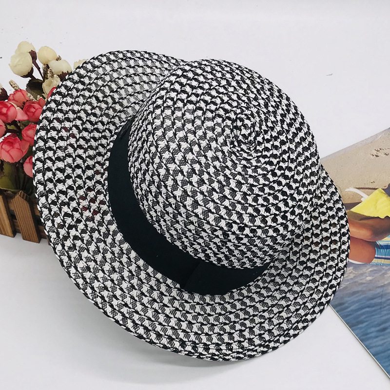 Women's Elegant Checkered Flat Eaves Floppy Hat display picture 10