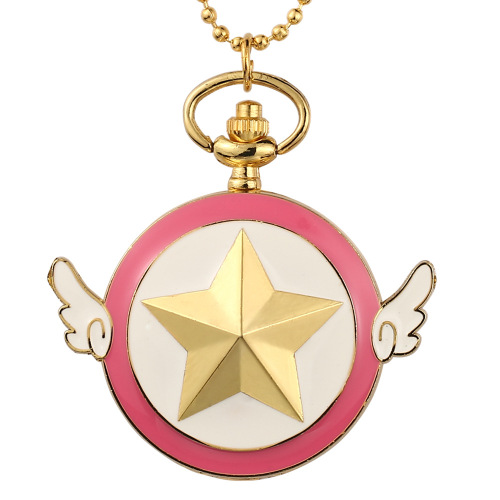 New Pocket Watch Wholesale Sailor Moon Wings Pocket Watch Variety Sakura Necklace Anime Pocket Watch Flip Quartz Watch