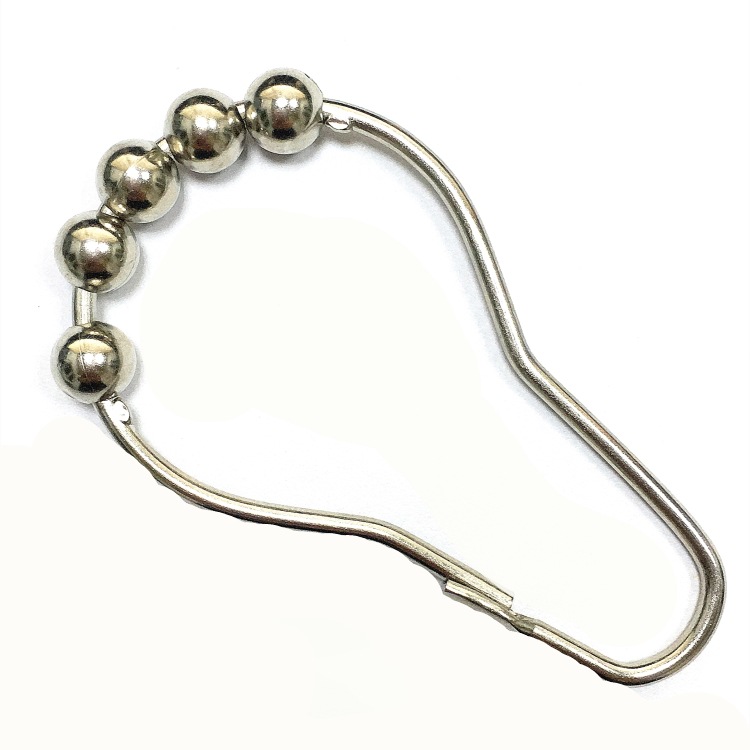 热销专供葫芦窗帘挂钩 黑白金属浴帘挂钩 金属珠子浴帘钩浴帘夹|ms