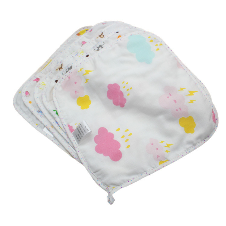 High density Gauze Bamboo fiber Two-sided towel baby Wash one's face Saliva towel child With a garden Hooks Small square 25*25