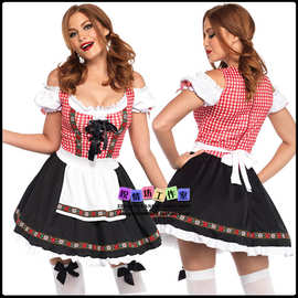 新款啤酒服饰 黑色花纹酒吧侍应生 慕尼黑啤酒节服装 舞台演出服