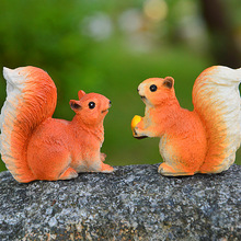 跨境仿真迷你松鼠树脂工艺品苔藓微景观装饰品盆景小品雕塑动物