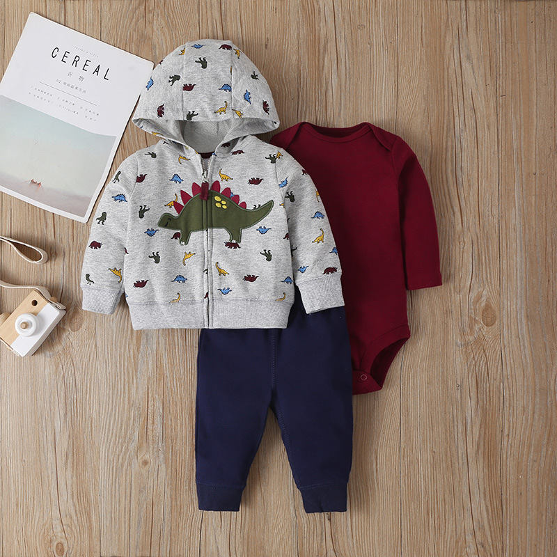 Baby Long-sleeved Hooded Sweater Three-piece Suits display picture 40